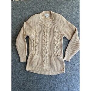 Vintage Cable Knit Sweater Women’s‎ Small Chunky Old Money Fisherman USA Neutral